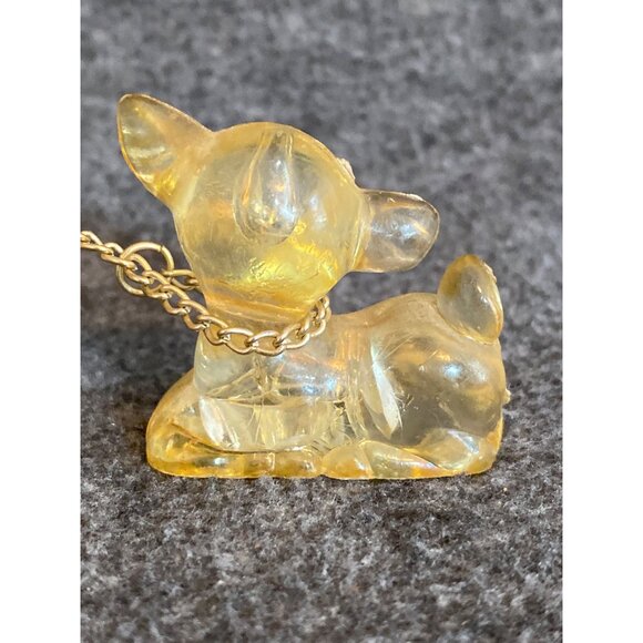 VTG Doe Fawns Big Ear Deer Figurines Yellow chains Lucite Hong Kong Christmas - Picture 7 of 9